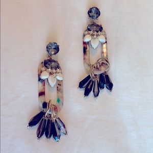 Multicolored Jeweled Earrings with Oval Center